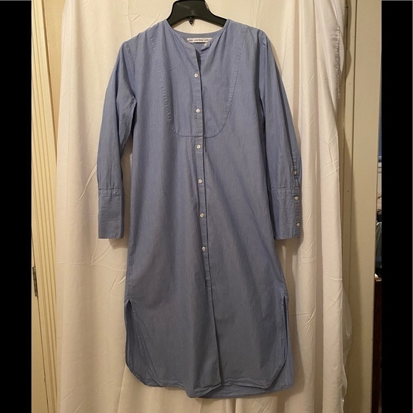 & Other Stories Mock Collar Blue Pin Stripe Shirt Dress Size 6 - Picture 1 of 8